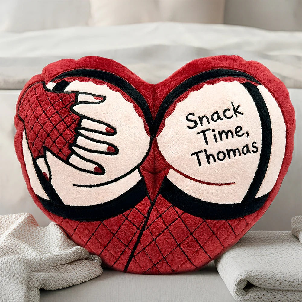 Snack Time Naughty Funny Custom Shaped Pillow, Couple Valentine Gift, Valentine Gift Ideas For Him