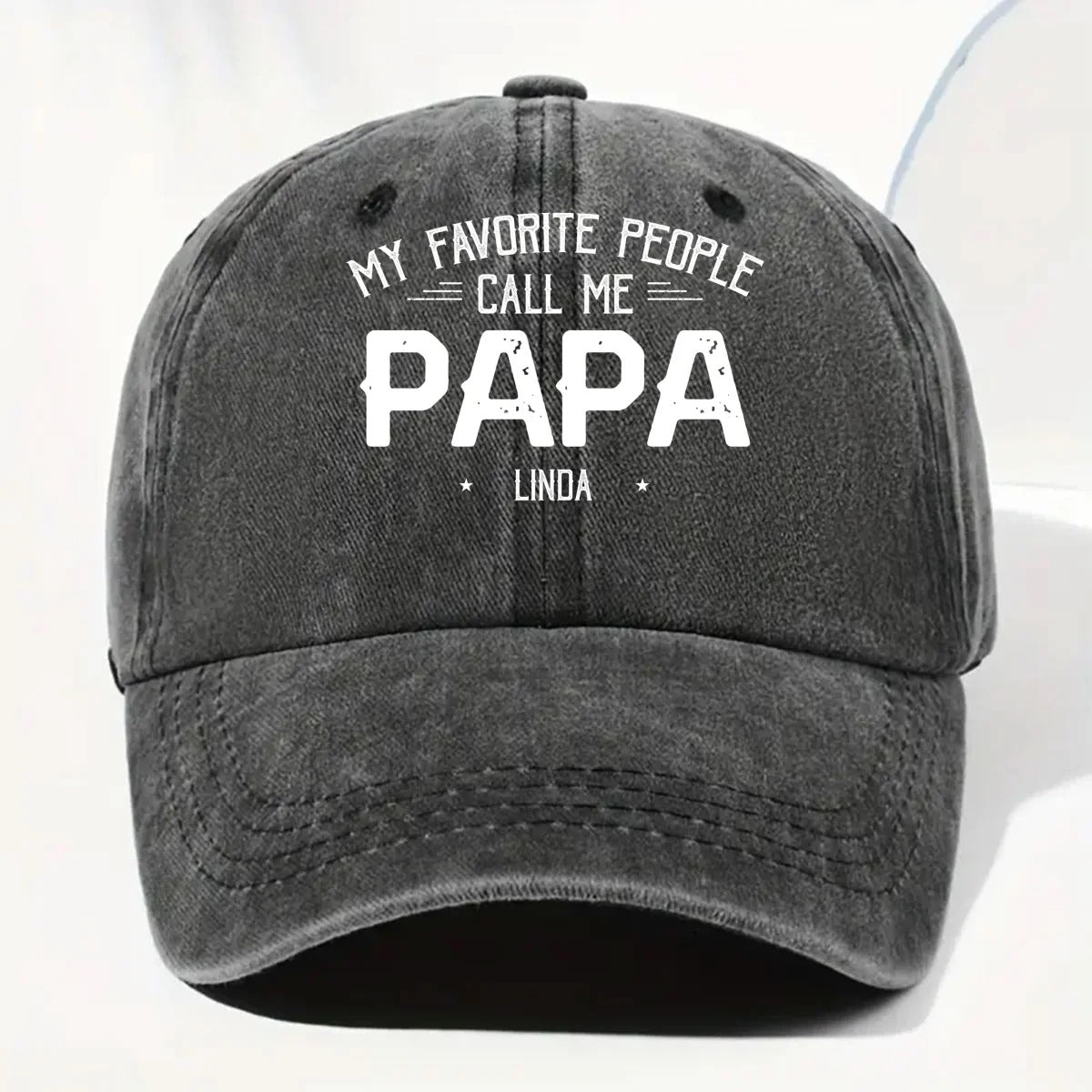 My Favorite People Call Me Daddy - Personalized Custom Vintage Washed Denim Cap