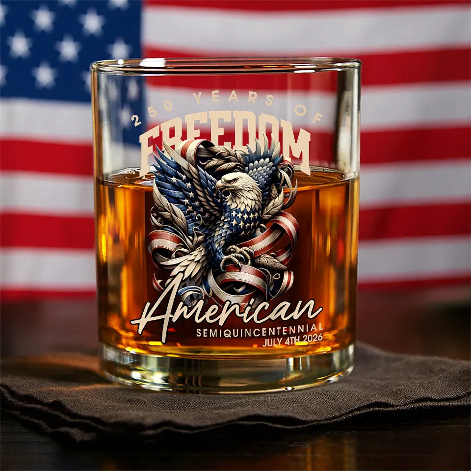 250 Years Of Freedom America Whiskey Glass, Gift For Whiskey Lover American Glassware