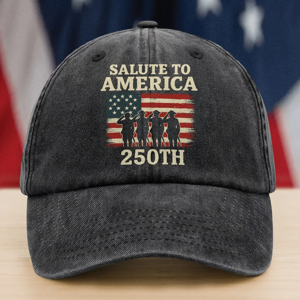 Salute To America 250th Veteran Washed Denim Baseball Cap, American Patriotic Gift