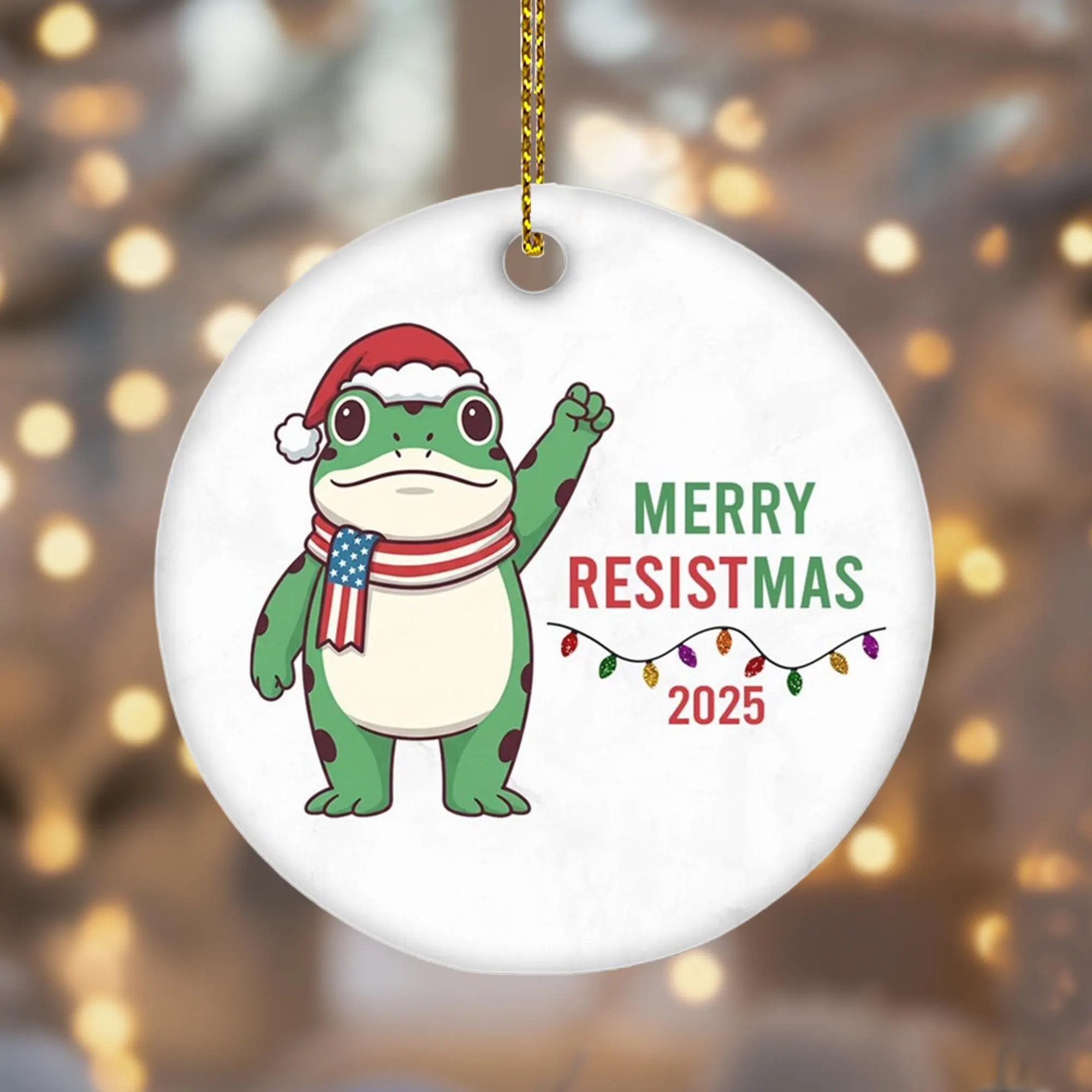 Merry Resistmas 2025 Ornament, Decorative Ornament, Ceramic Ornament, Holiday Gifts, Christmas Ornament