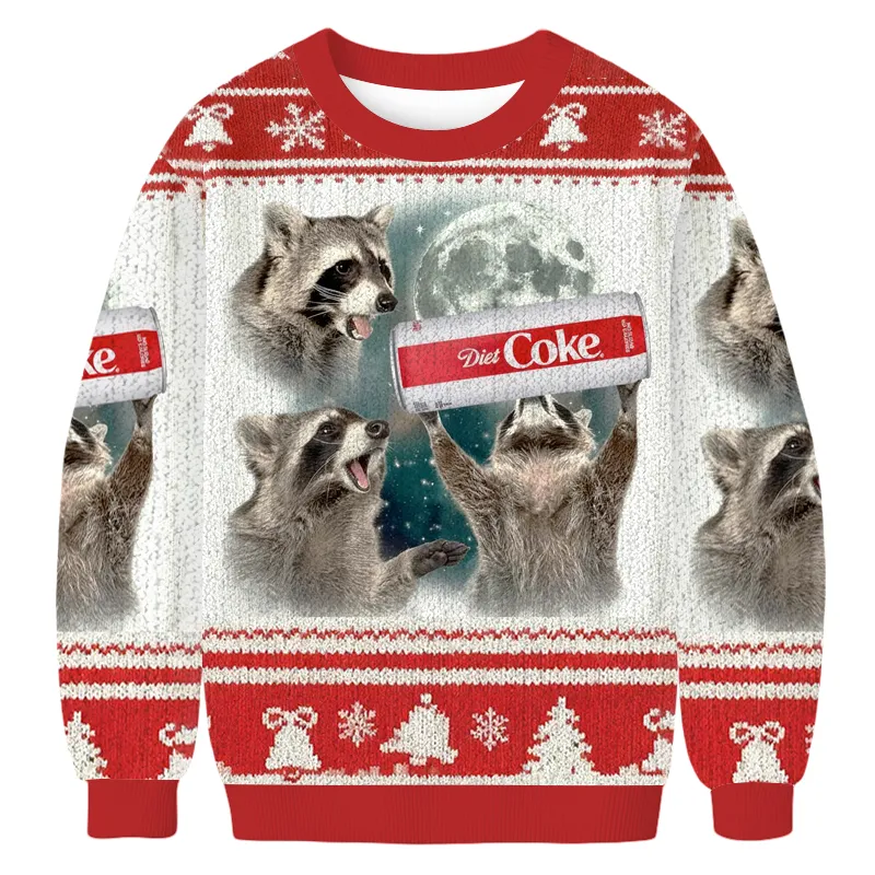 Raccoons With Diet Coke Funny Ugly Sweater, Ugly Xmas Sweater, Christmas Ugly Sweatshirt