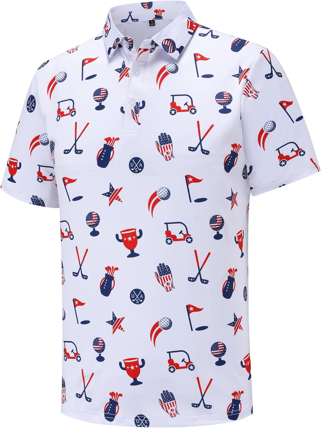 US Patriotic Pride American Flag Golf Polo Shirts, Golf Gift For Men, Golf Shirts For Men