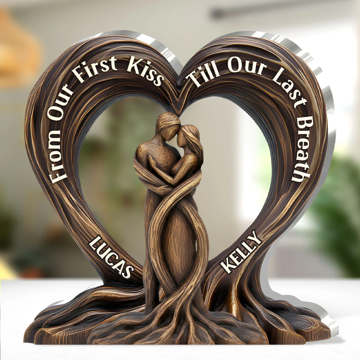 From Our First Kiss Till Our Last Breath Heart Trees Acrylic Plaque, Couple Anniversary Personalized Acrylic Plaque