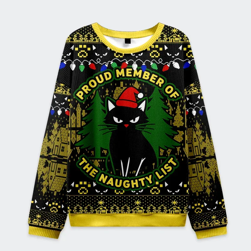 Black Cat Gaze Funny Ugly Sweater, Ugly Xmas Sweater, Christmas Ugly Sweatshirt
