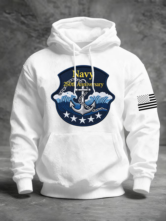 USA 250th Anniversary Patriotic American Hoodie, White Hooded Jumper 4th Of July Gift