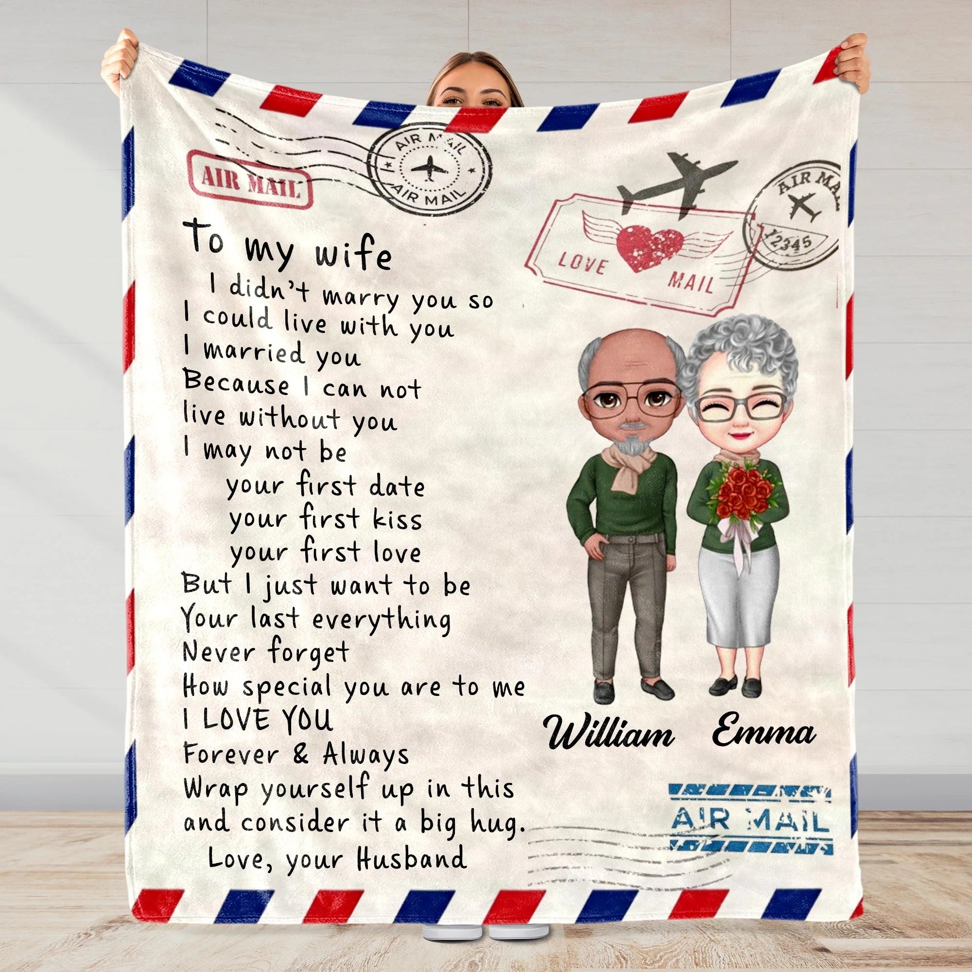 Love Message for Your Wife Personalized Custom Blanket, Valentine Gift Ideas For Her