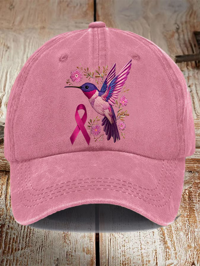 Breast Cancer Awareness Hummingbird Hat, Breast Cancer Support Gift
