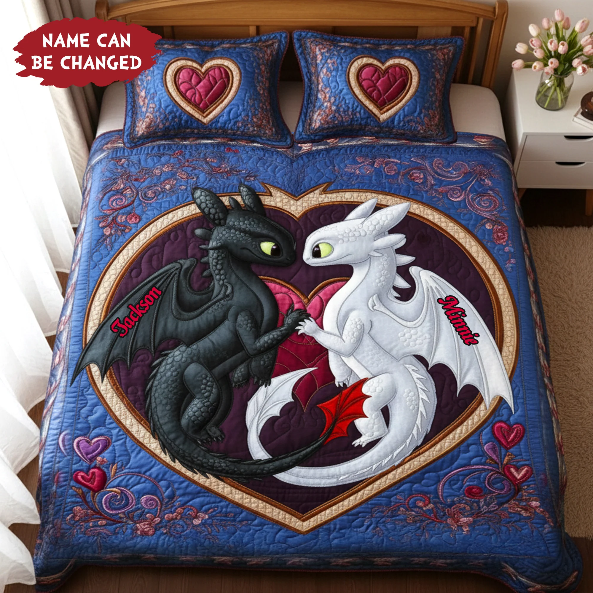 Fantasy Couple Quilt Bedding Set, Couple Bedding Set, Couple Valentine Gift, Custom Valentines Gift