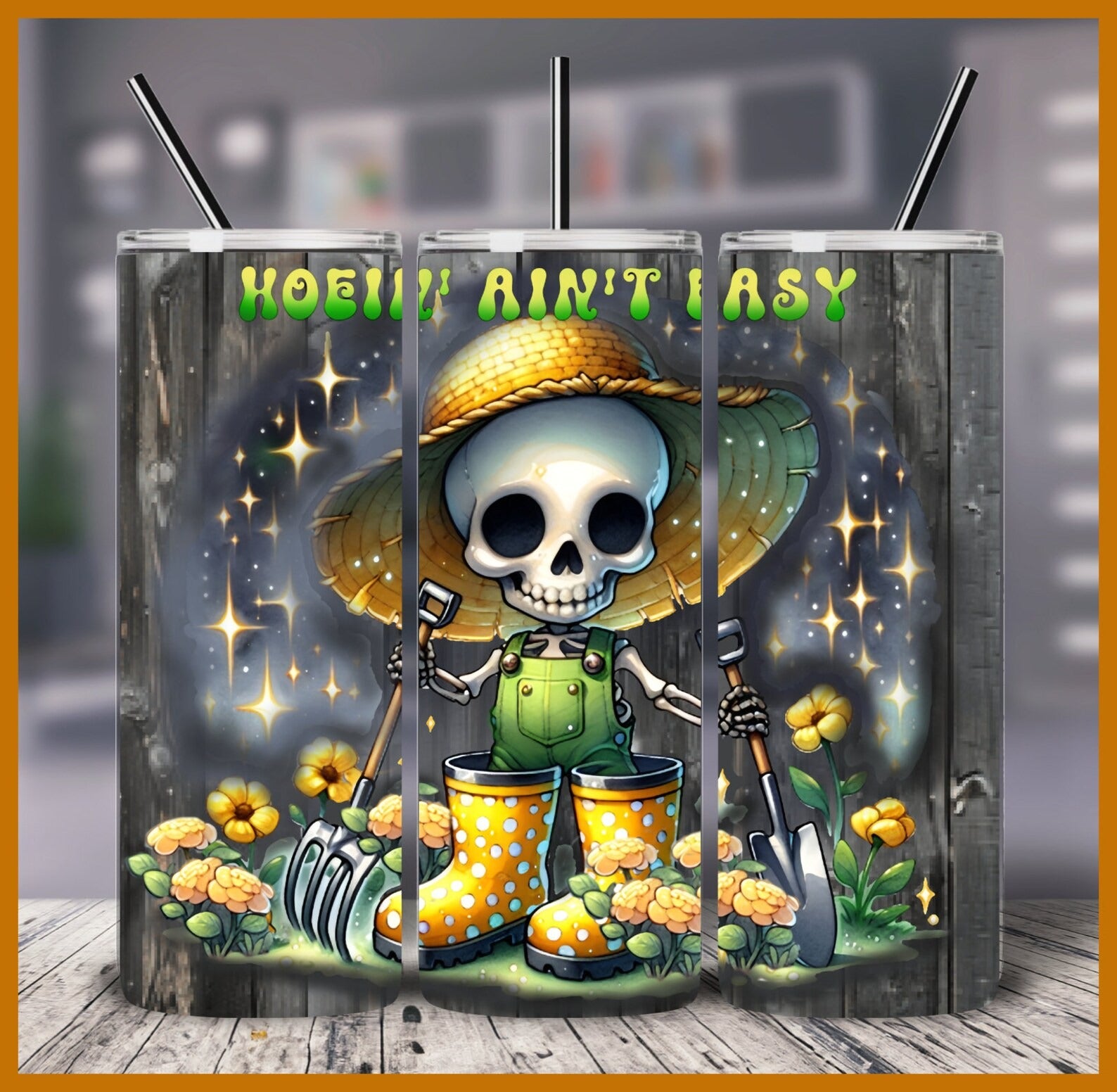 Halloween Skeleton Gardener 20oz 30oz Tumbler, Cute Spooky Flowers Tumbler, Halloween Gifts