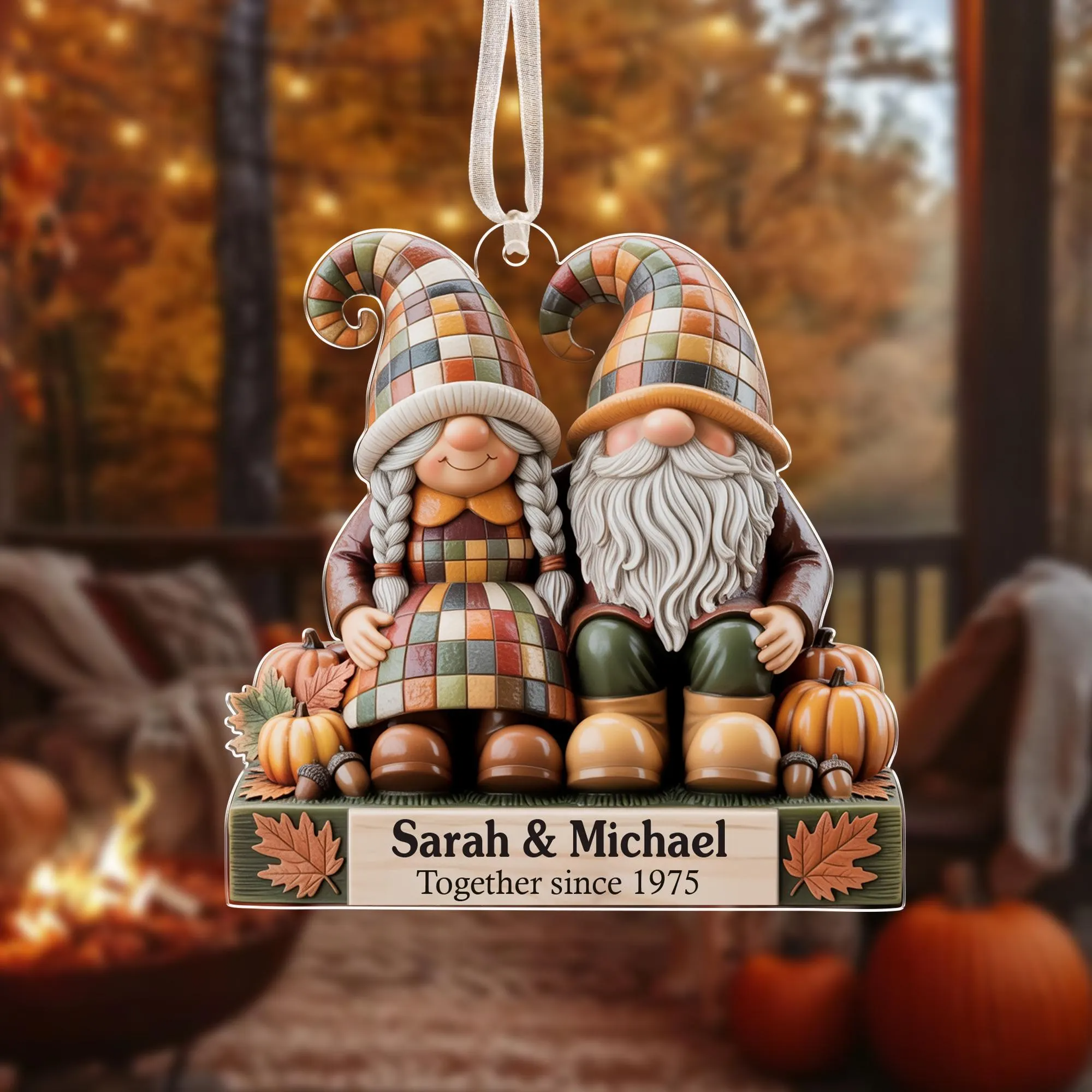 Gnome Couple Growing Old Together Acrylic Ornament, Couple Christmas Ornament, Christmas Ornament For Couple