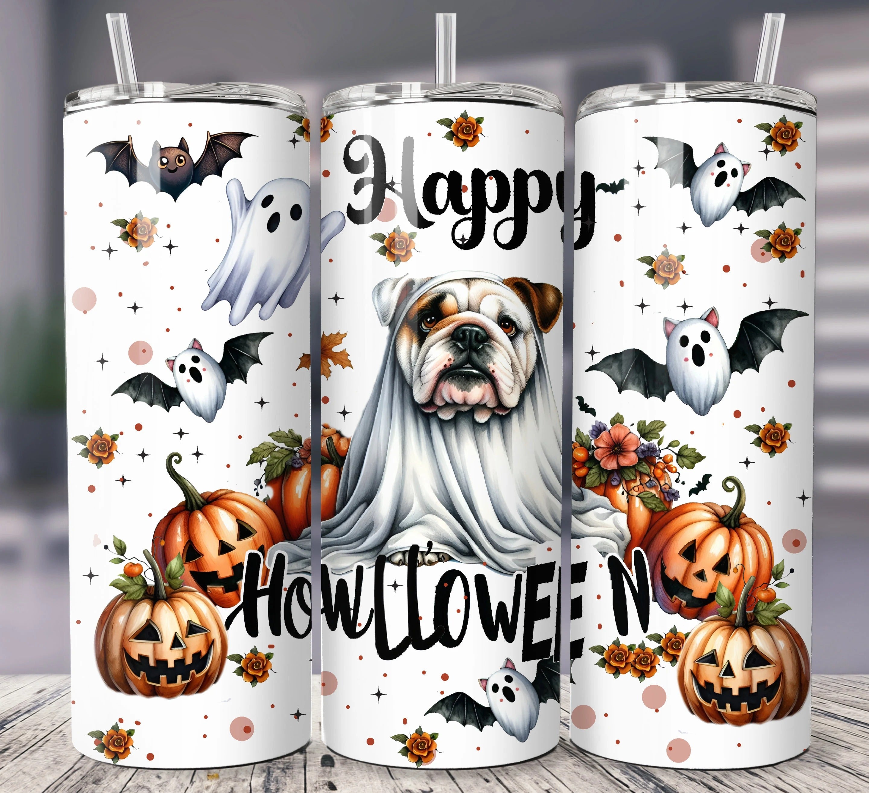 Bulldog Halloween 20oz 30oz Tumbler, Cute Dog Mom Tumbler, Gift for Dog Lovers, Halloween Gifts