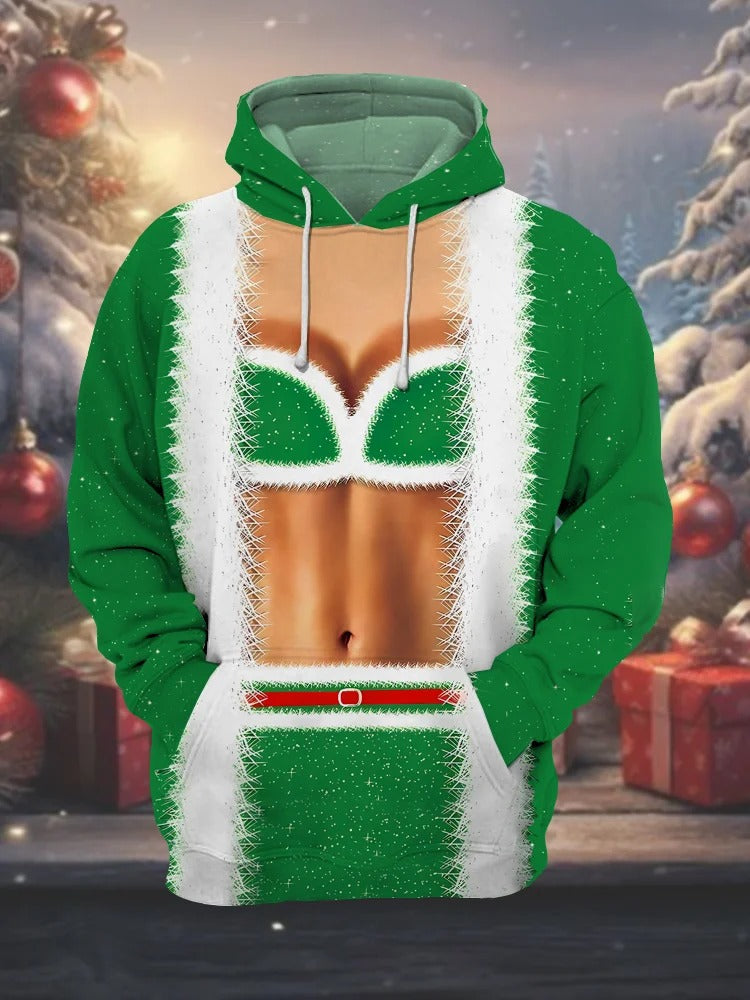 Green Christmas Bra Costume Sweatshirt, Ugly Christmas Sweater, Christmas Hoodie