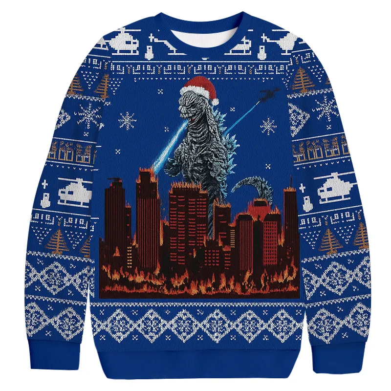 Godzilla Minus One Opening Night Vintage Christmas Sweater, Ugly Xmas Sweater, Christmas Ugly Sweatshirt