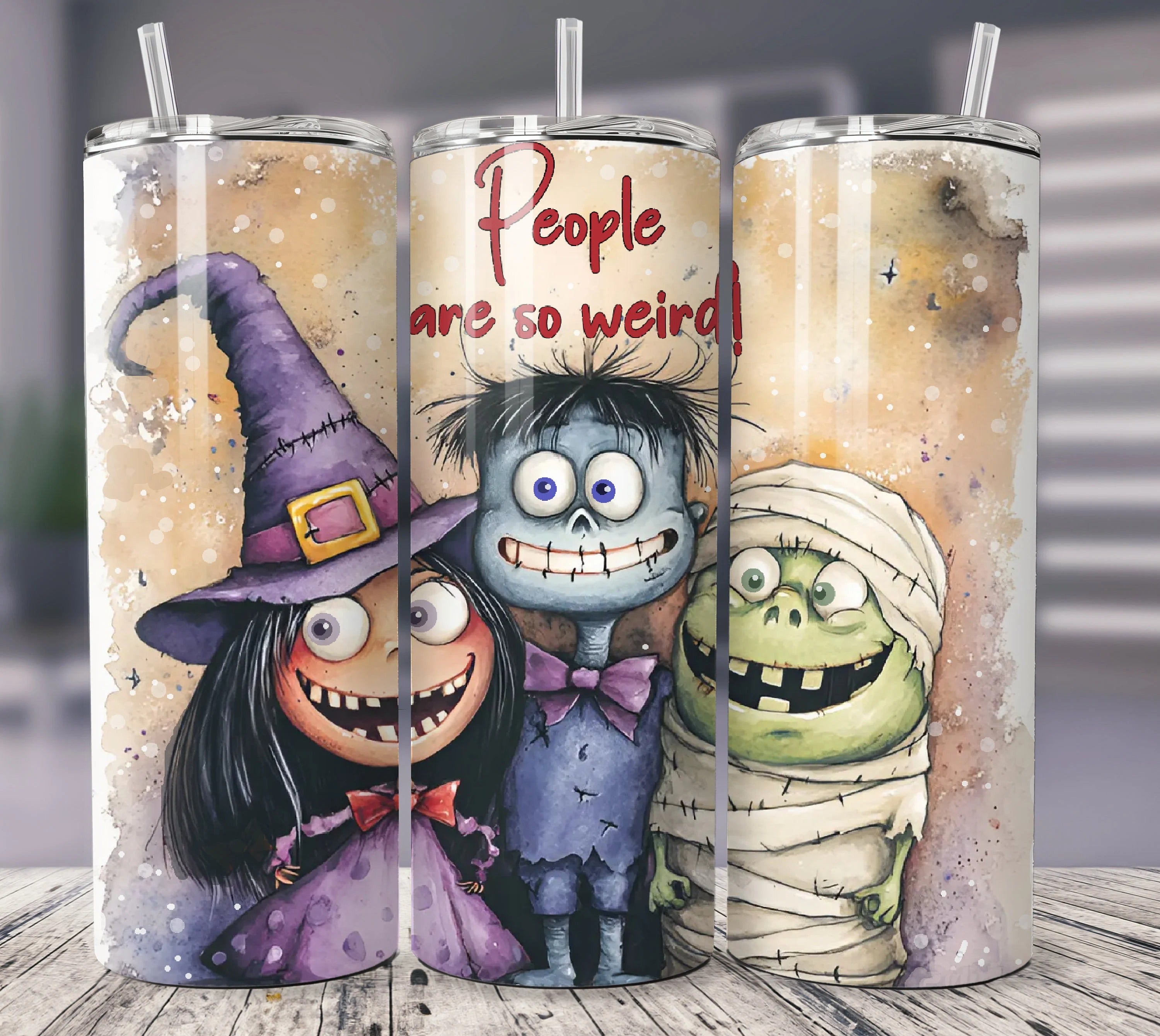 Funny Halloween Ghouls 20oz 30oz Tumbler, People Are So Weird, Cute Ghouls Halloween Tumbler, Halloween Gift Idea