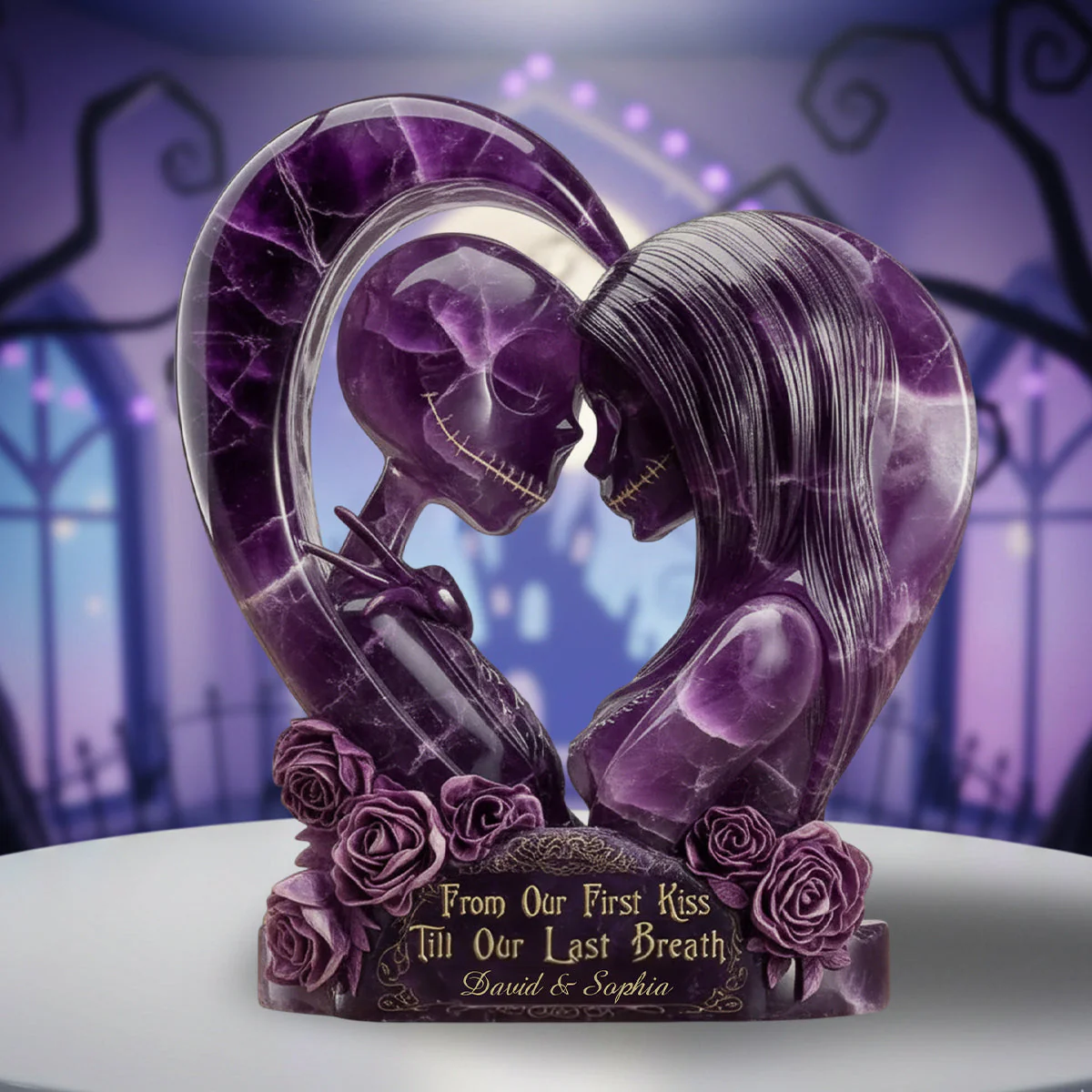 From Our First Kiss Till Our Last Breath Nightmare Couple Acrylic Plaque, Valentines Couple Gift