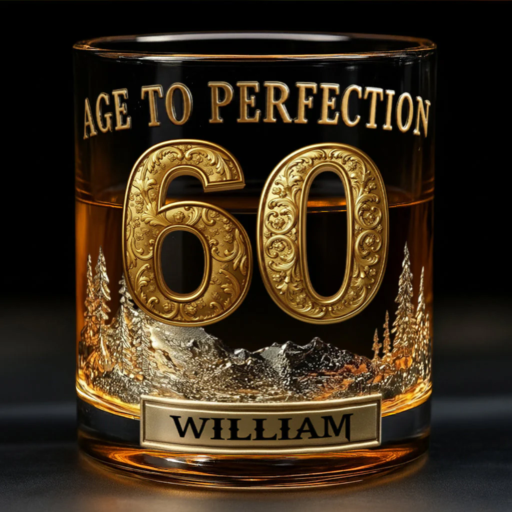 Age To Perfection Birthday Whiskey Glass, Luxury Whiskey Glass, Birthday Gift For Dad, Husband