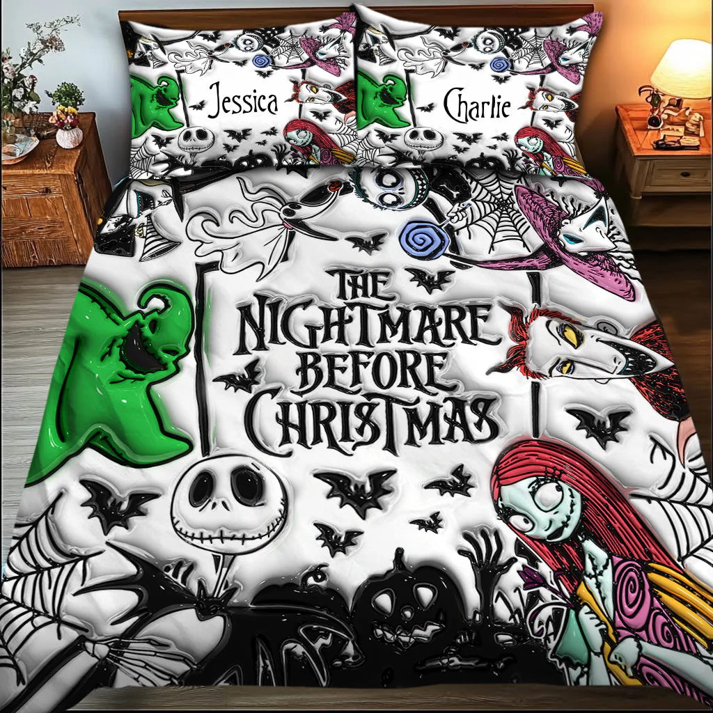 Custom Nightmare Halloween Bed Sheets, King Size Bedroom Sets, Couple Anniversary Gift
