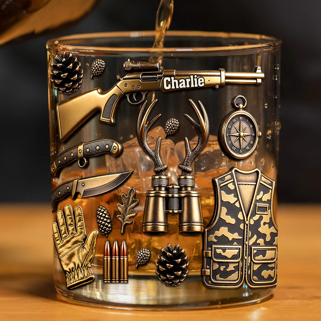 Hunting For Life Whiskey Glass, Luxury Whiskey Glass, Personalized Whiskey Glass, Hunting Gifts