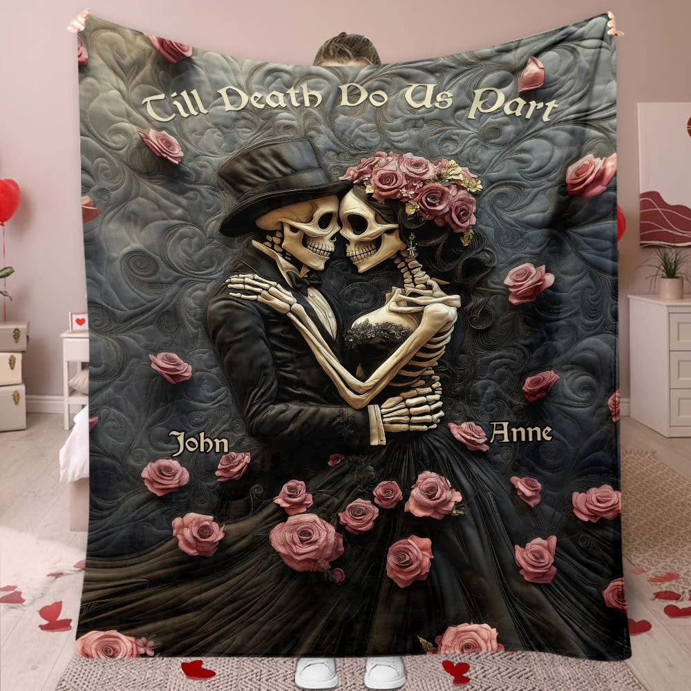 Till Death Do Us Part Blanket, Skull Blanket, Valentine's Day Blanket, Couple Halloween Gift