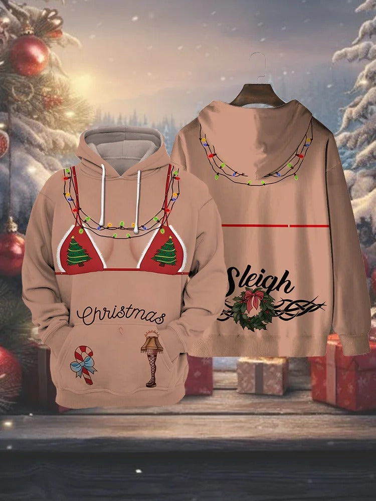 Christmas Bikini Bra Costume Sweatshirt, Ugly Christmas Sweater, Christmas Hoodie