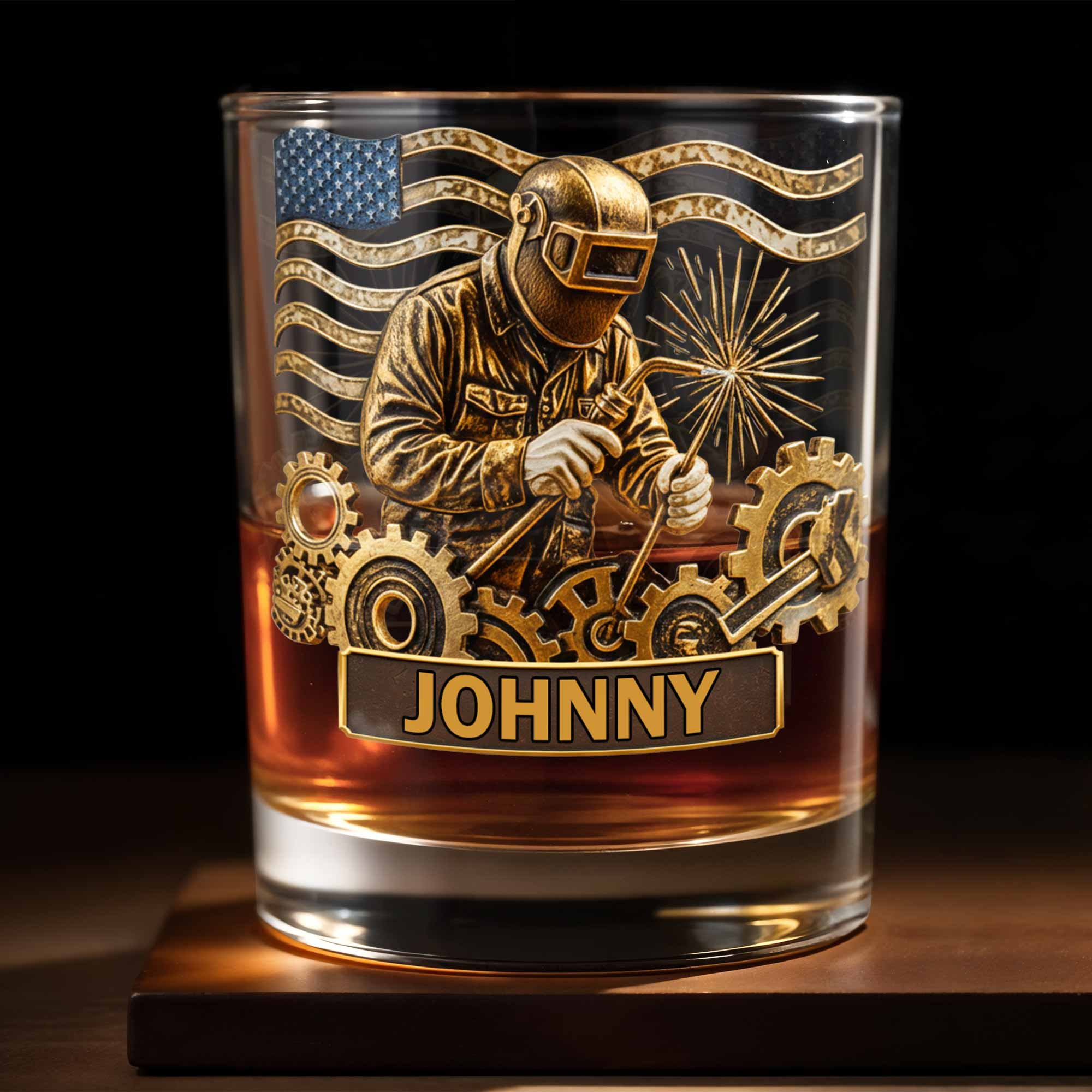 Capture The Spirit Of Craftsmanship And Patriotism, Custom Whiskey Glass, Gift For Veterans
