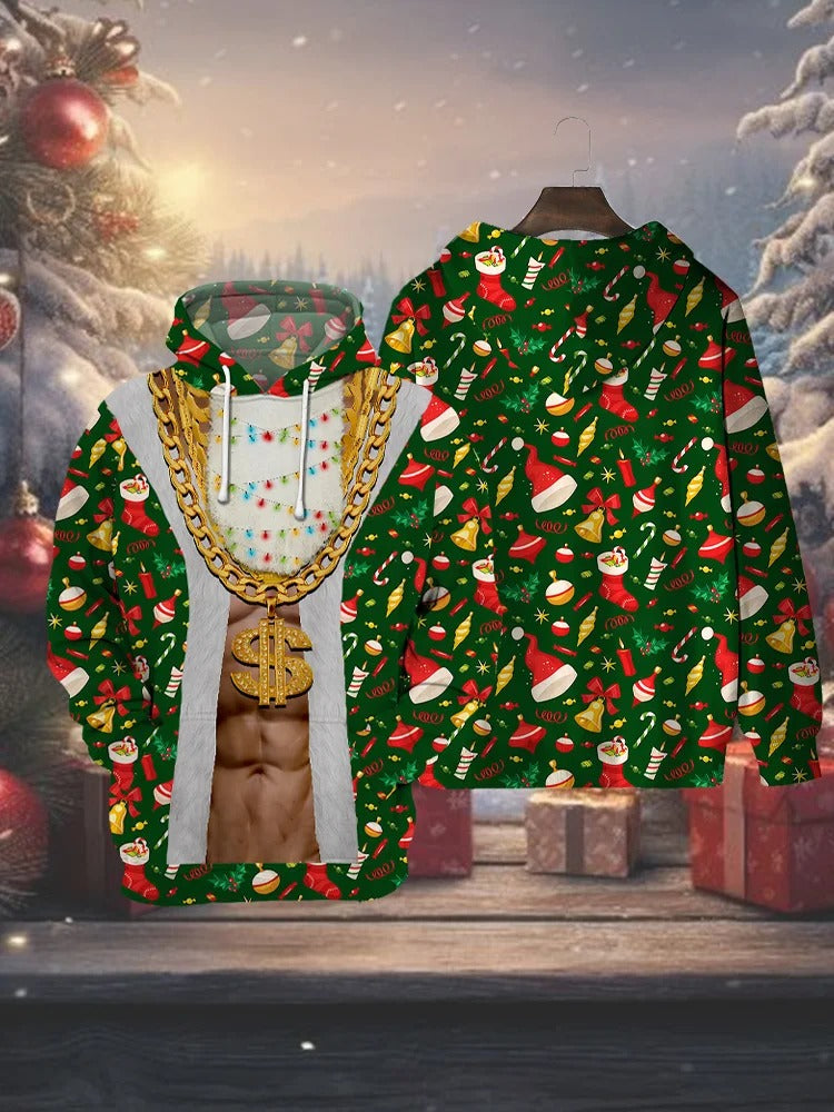 Christmas Gold Necklace Costume Sweatshirt, Ugly Christmas Sweater, Christmas Hoodie