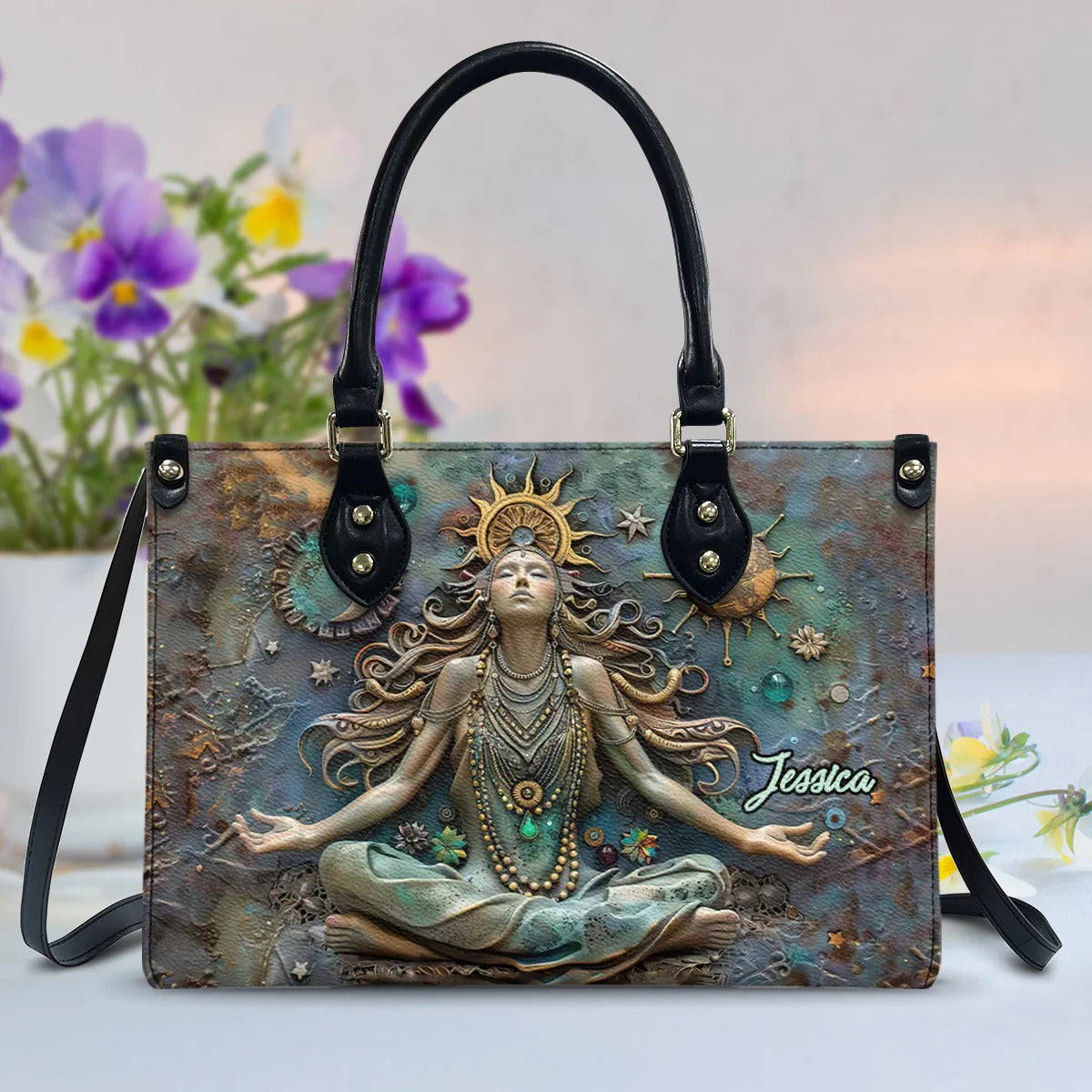 Lose Your Mind Find Your Soul - Personalized Yoga Leather Handbag - Boho Handbag - Leather Shoulder Bag