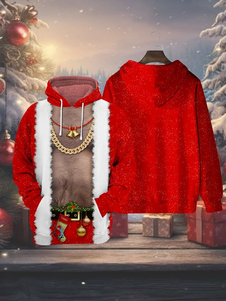 Christmas Costumes Hairy Belly Sweatshirt, Ugly Christmas Sweater, Christmas Hoodie