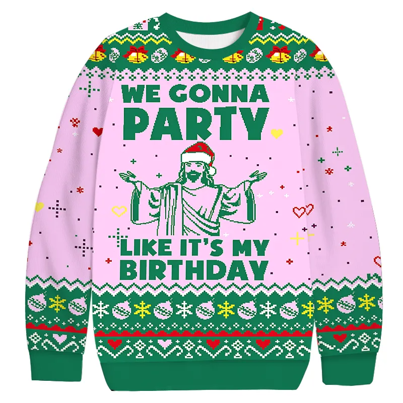 Jesus We Goona Party Like It's My Birthday Ugly Sweater, Funny Christmas Ugly Sweatshirt, Gift For Christian