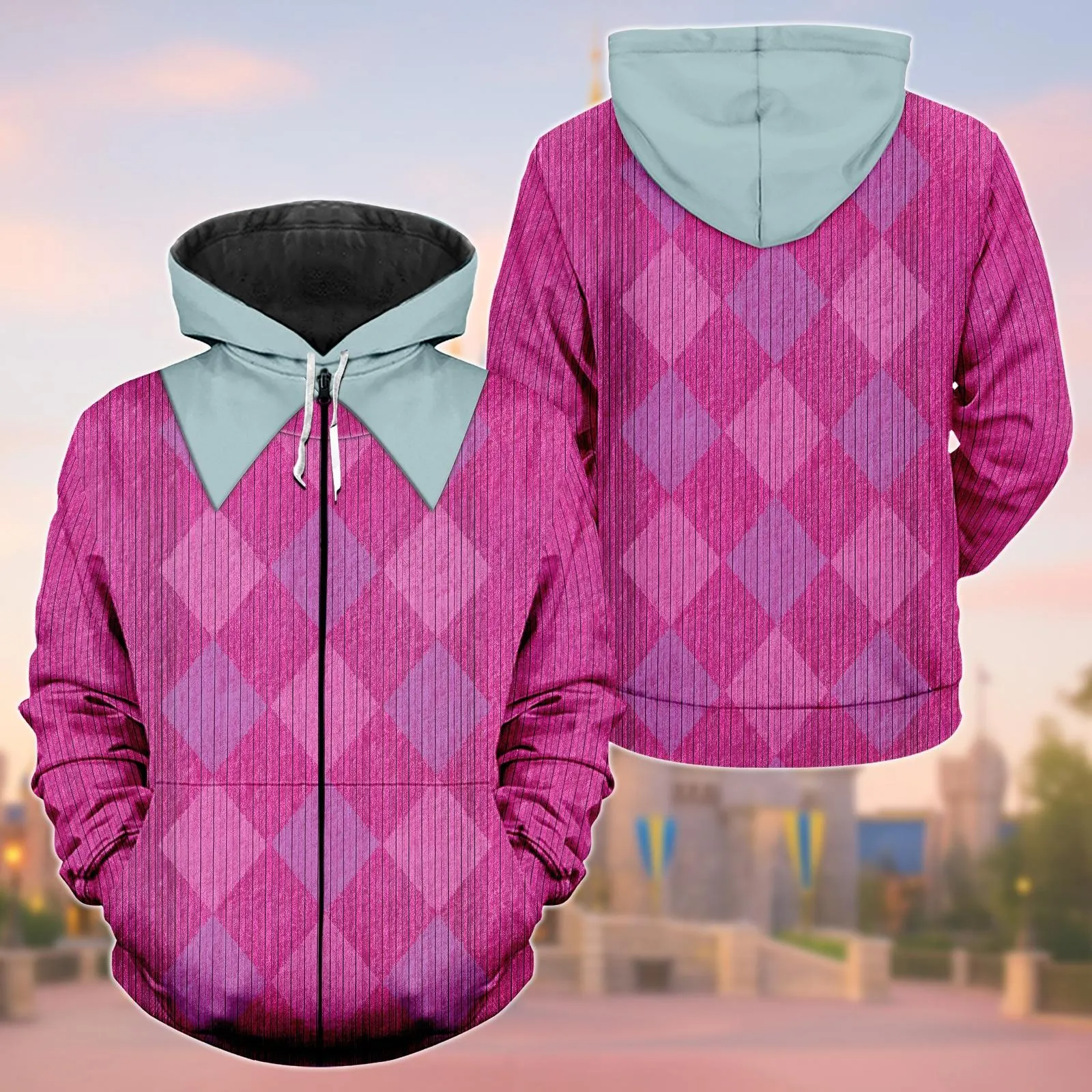 Pink Argyle Halloween Costume Shirt, Retro Knit Shirt, Movie Character Costume, Funny Halloween Costume