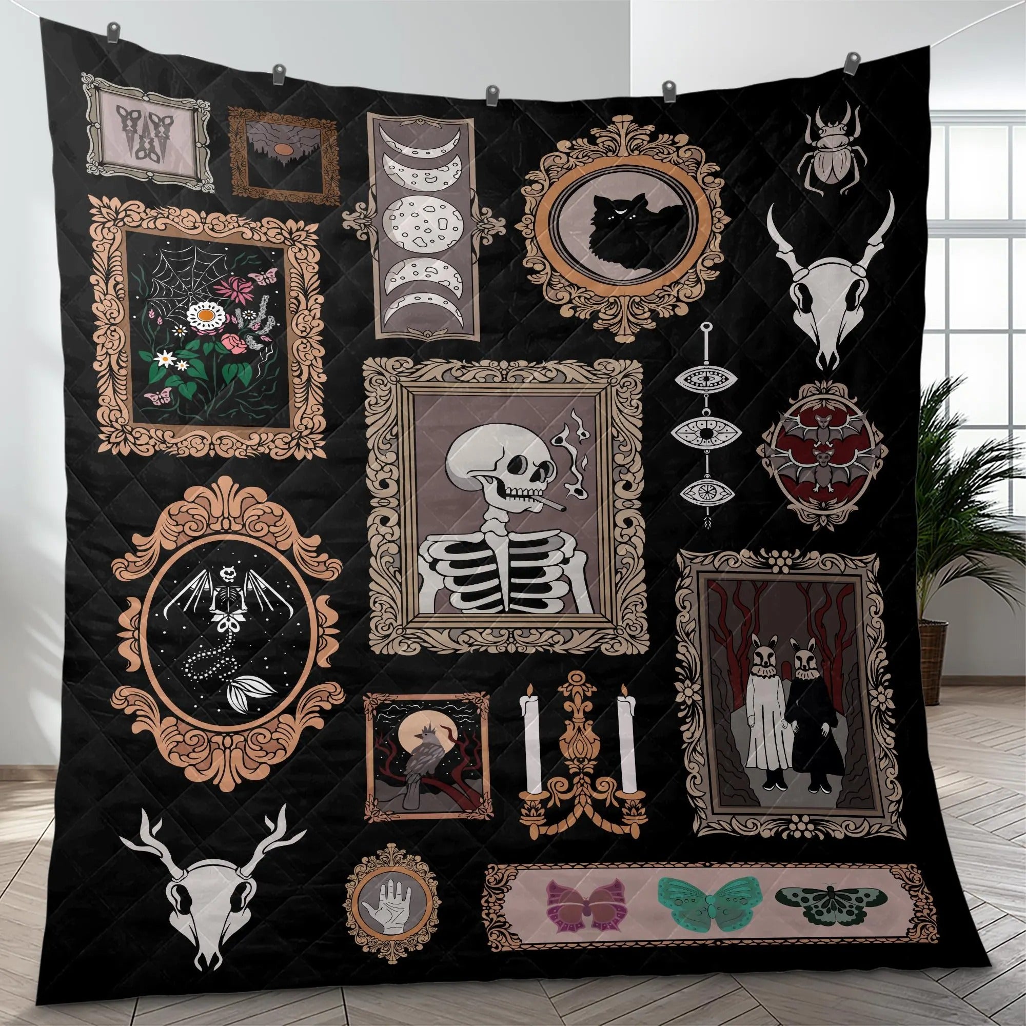 Skull Throw Blanket, Halloween Skeleton Blanket, King Size Blanket, Halloween Home Decor