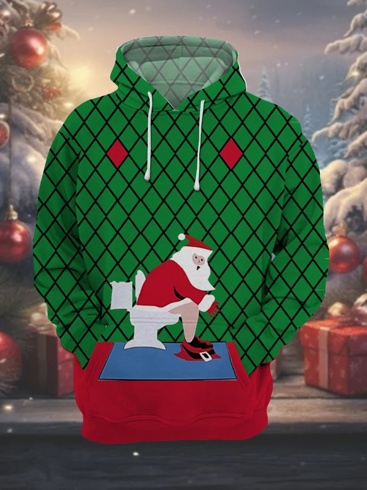 Christmas Green Plaid Funny Santa Claus Sweatshirt, Ugly Christmas Sweater, Christmas Hoodie