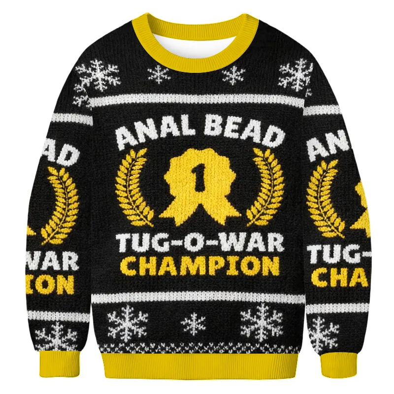 Bead Tug O War Champion Black Ugly Sweater, Funny Christmas Ugly Sweatshirt, Xmas Ugly Sweater