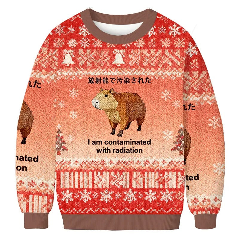 Capybara Contaminated By Radiation Ugly Sweater, Unique Christmas Gifts, Christmas Ugly Sweatshirt