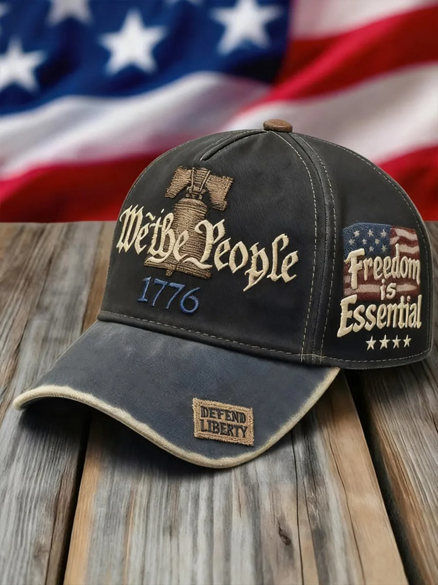 We The People Freedom Is Essential 250th Anniversary Print Patriotic Hat, Classic Cap, Casual Hats For Men