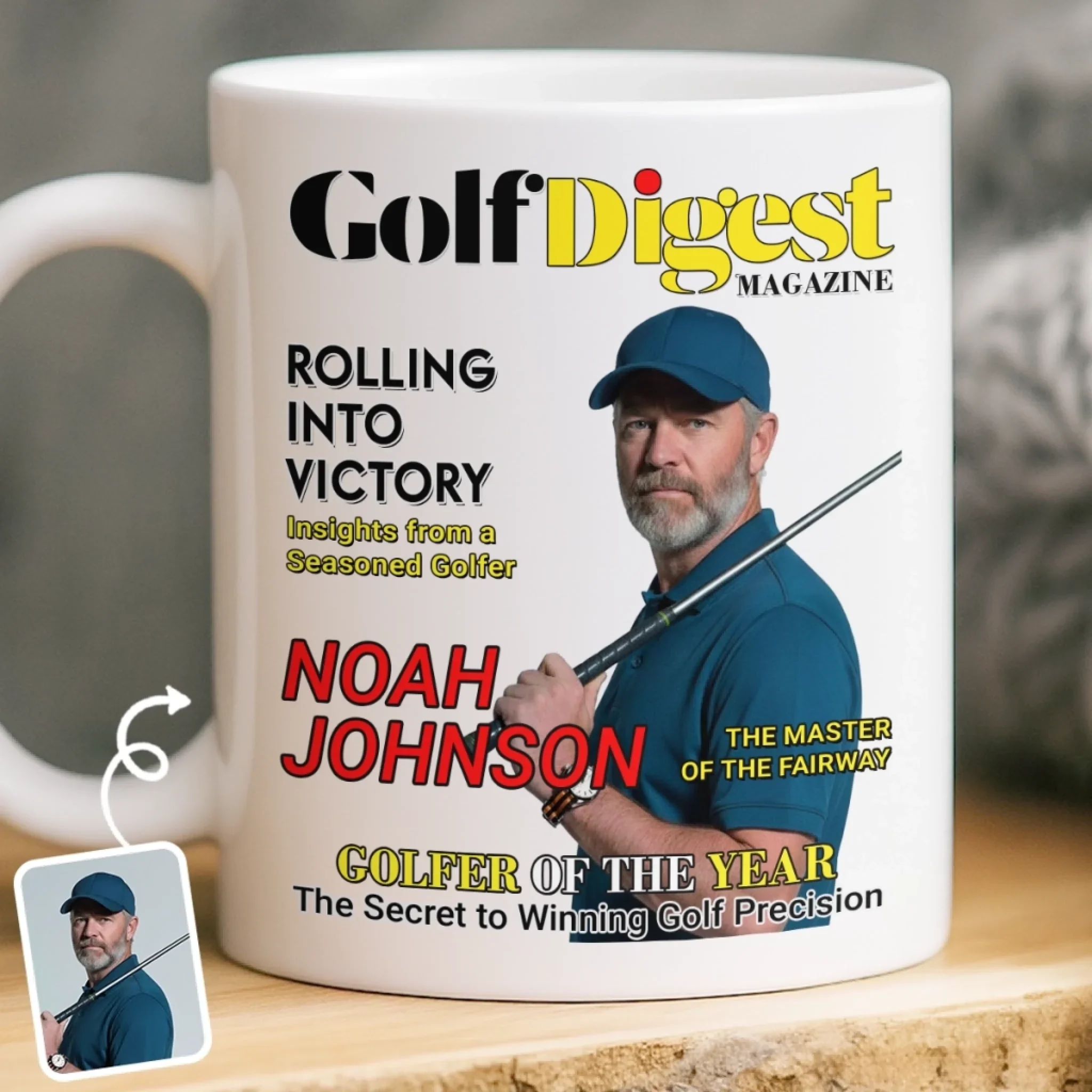 Custom Photo Magazine Mug Personalized Christmas Birthday Golf Gifts For Men Funny Coffee Mugs