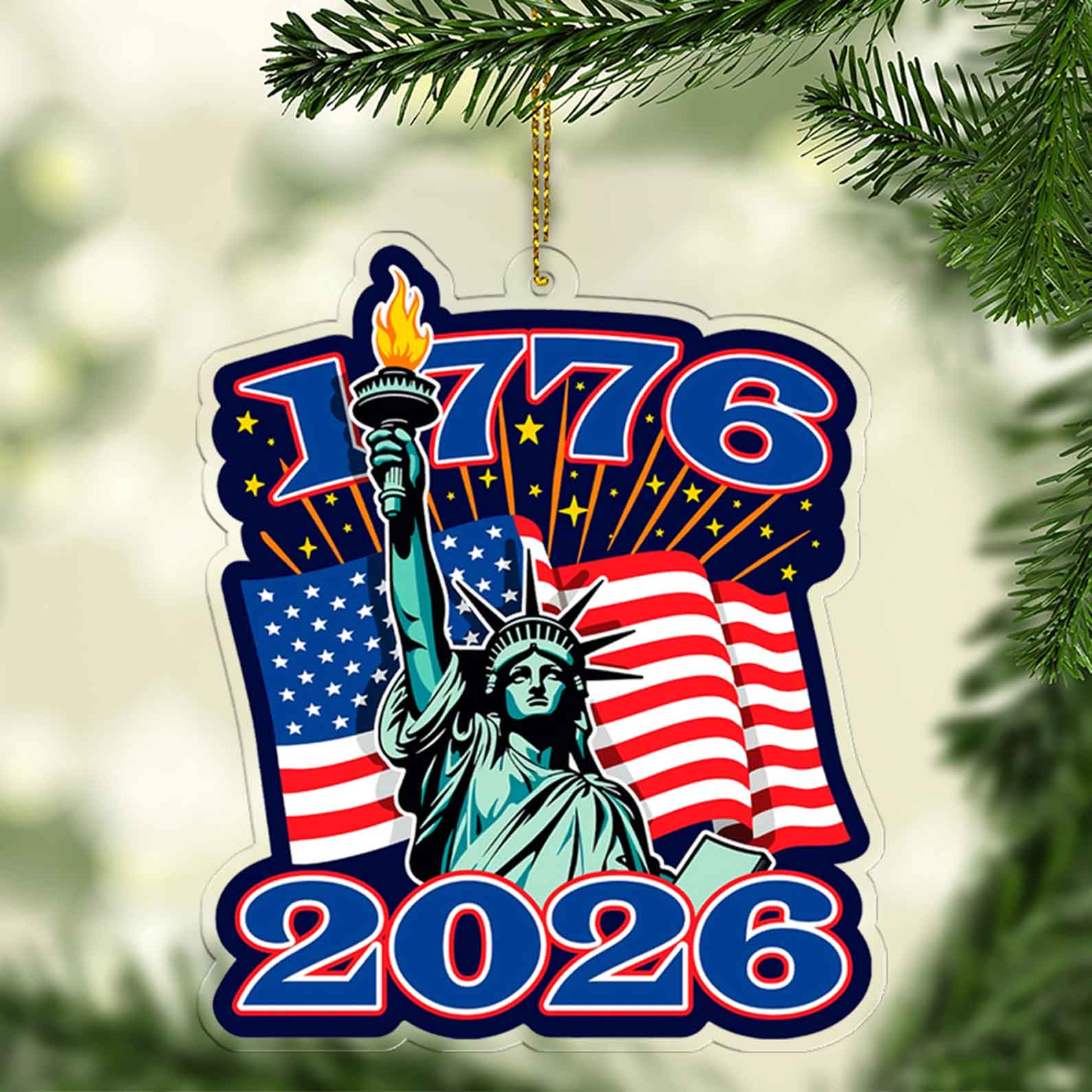 250 Years USA Acrylic Ornament, Christmas Keychain, America 250th Anniversary Xmas Decor