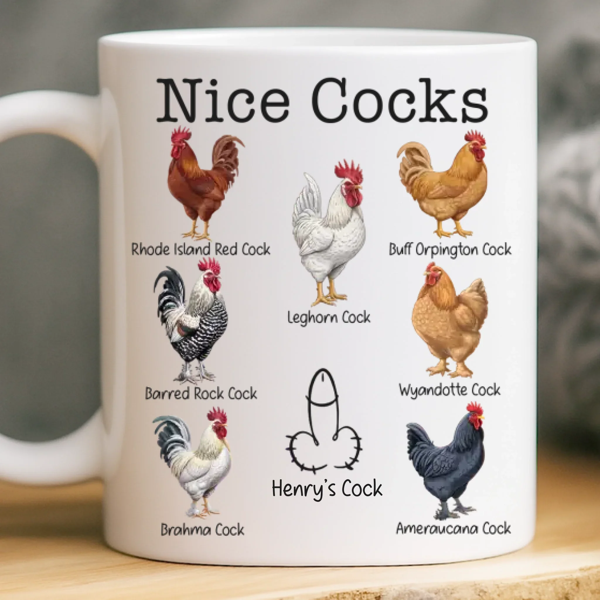 Funny Nice Cocks Chicken Ceramic Mugs, Funny Valentine Gifts, Valentine's Day Gifts For Him, Anniversary Wedding Gifts