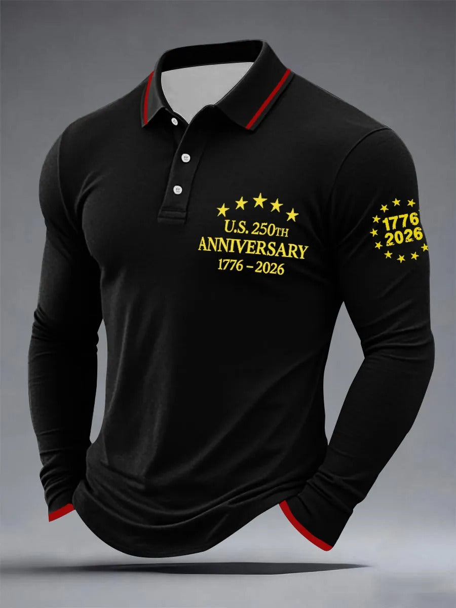 250 Years Anniversary 1776-2026 America And Eagle Red Edging Men's Top, Men's Patriotic Shirt