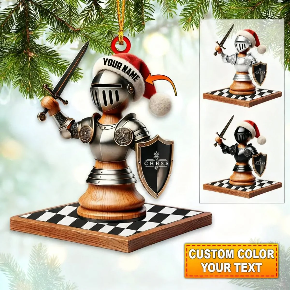 Custom Name Chess Knight Acrylic Ornament, Chess Player Gift, Gifts For Chess Lovers, Cool Christmas Gift