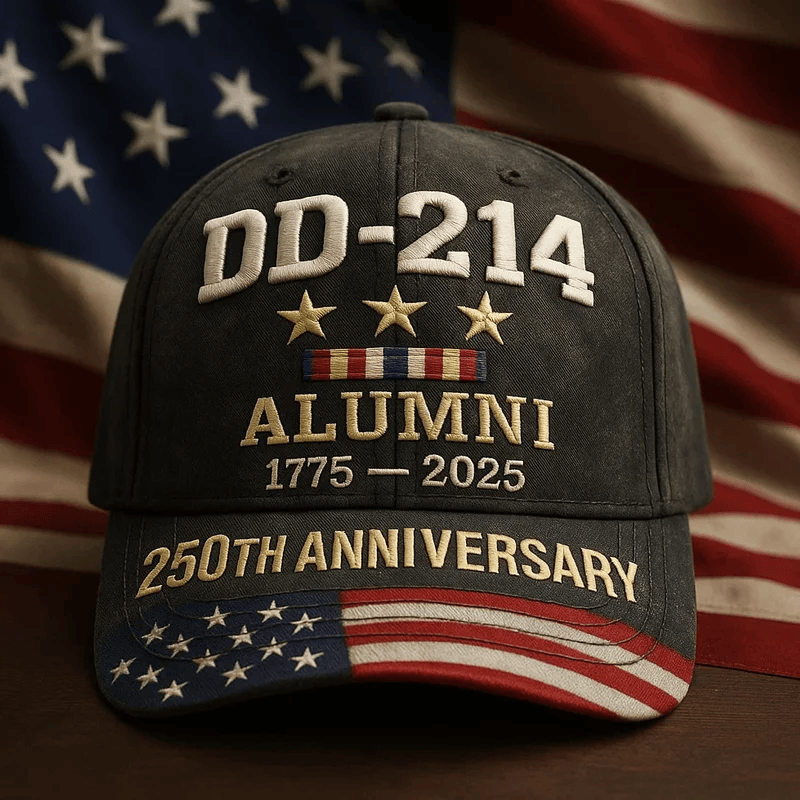 DD-214 250th Anniversary Print Hat, USA 1776-2026 Classic Cap, Gift for Patriotic Americans Mens Dad Cap
