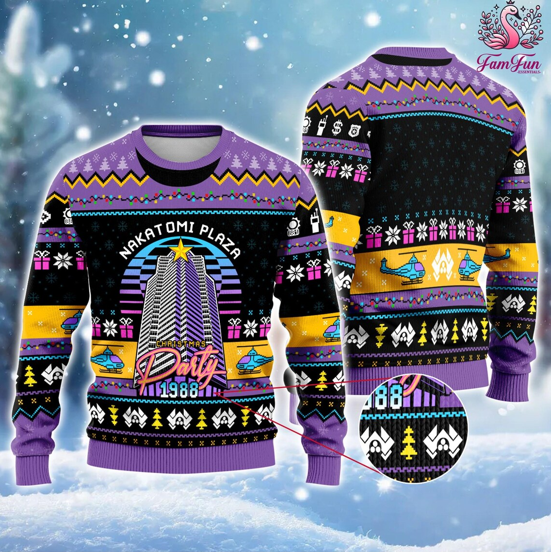 Nakatomi Plaza Party 1988 Christmas Sweater, Ugly Xmas Sweater, Christmas Ugly Sweatshirt
