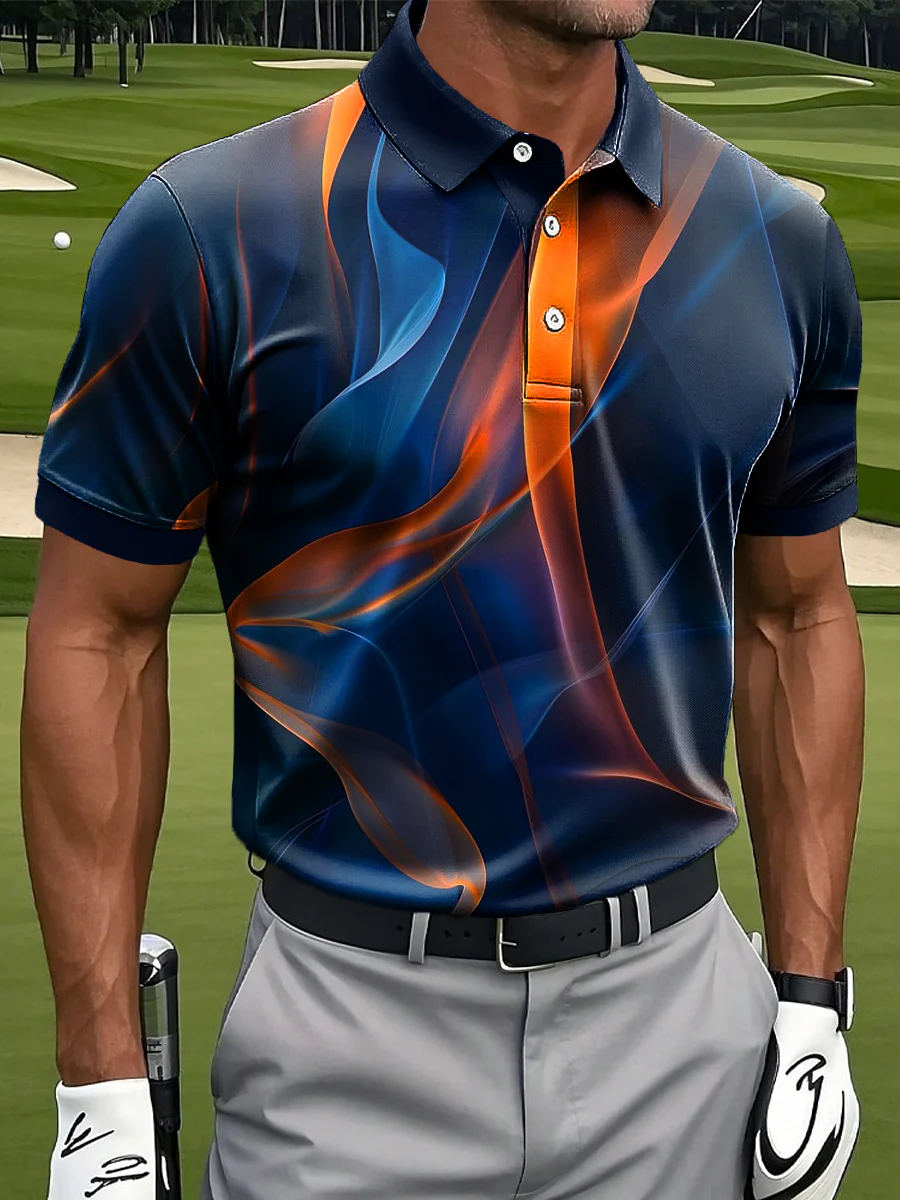 Retro Abstract Colorful Textured Golf Tops For Men, Polo Shirts For Men, Golf Gift For Men
