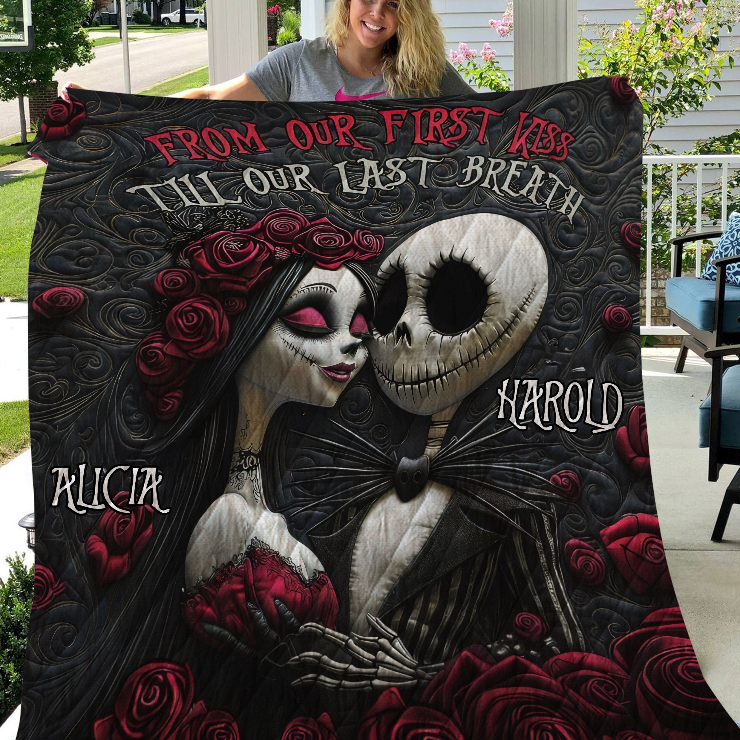 From Our First Kiss Till Our Last Breath Quilt Blanket, Couple Blanket, Bedroom Decor