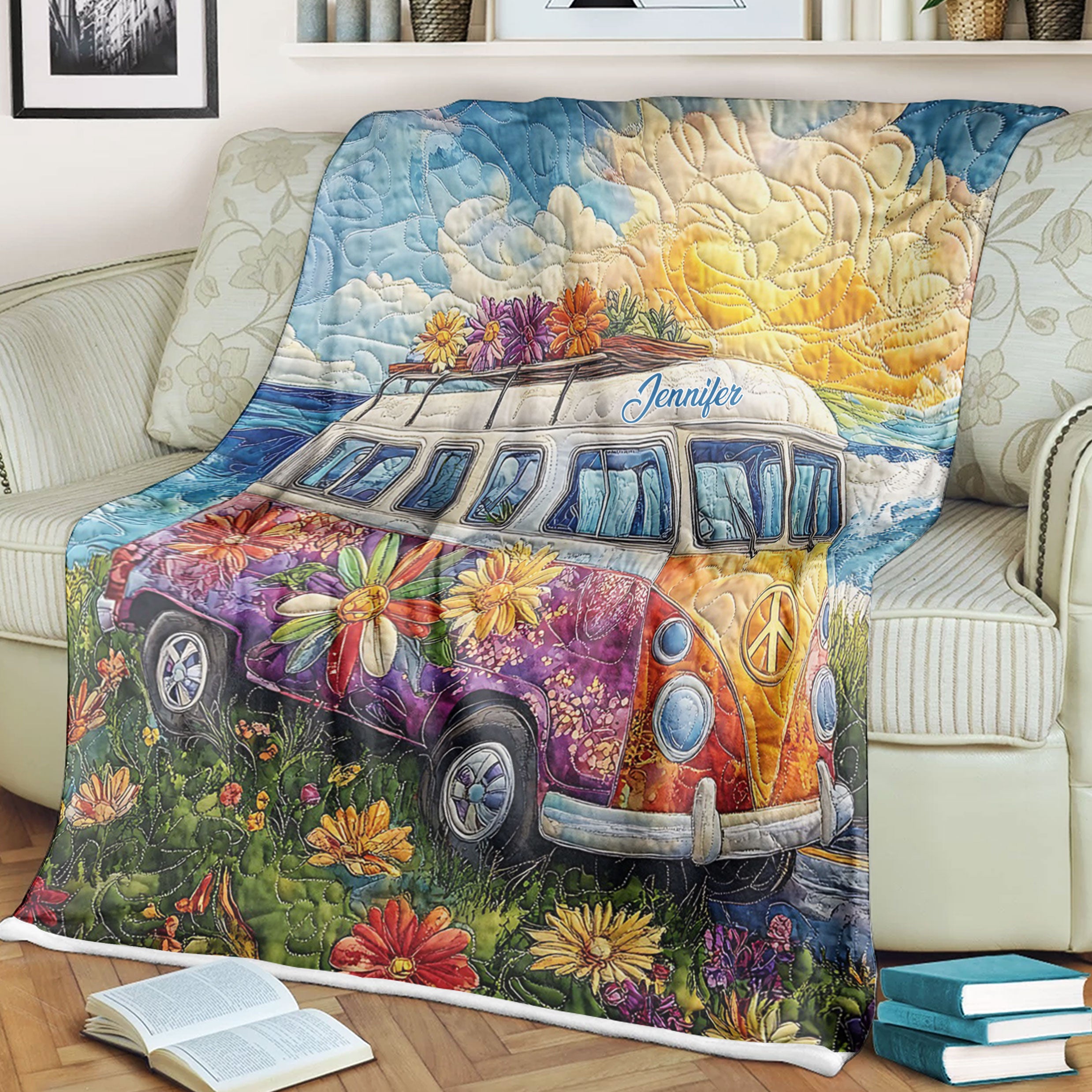 Hippie Soul Custom Fleece Blanket, Hippie Blanket, Bedroom Decor