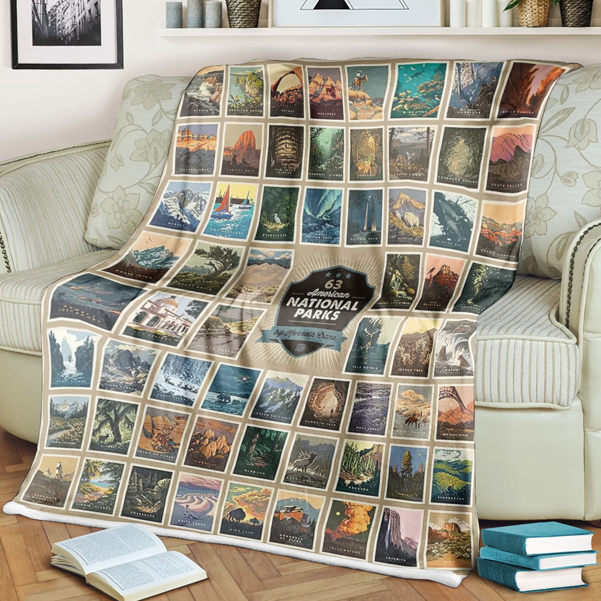 63 American National Park Fleece Blanket, Gifts For National Park Lovers, Outdoor Blanket
