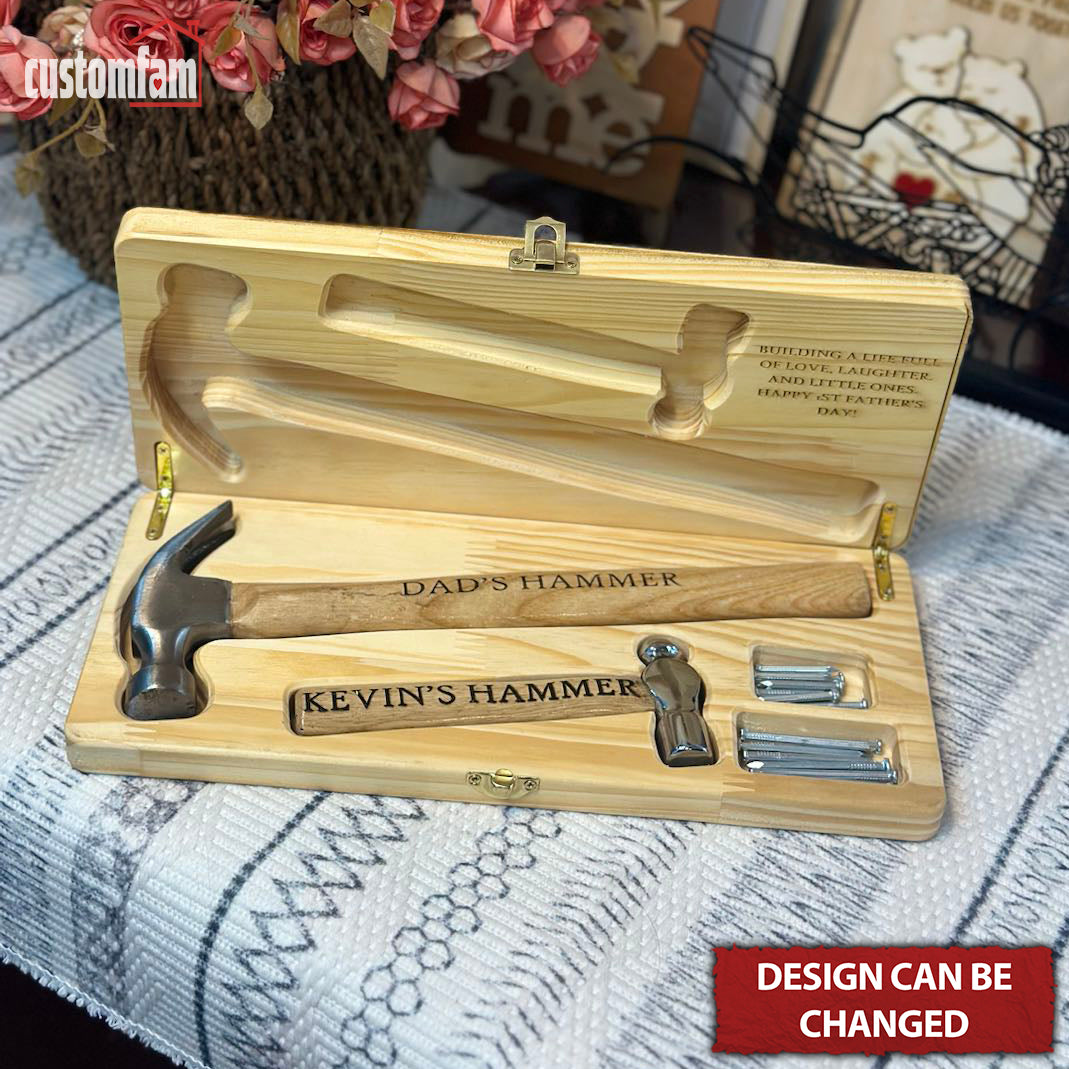 Custom Father & Child Engraved Hammer Gift Set, Framing Hammer, Gifts For Dad