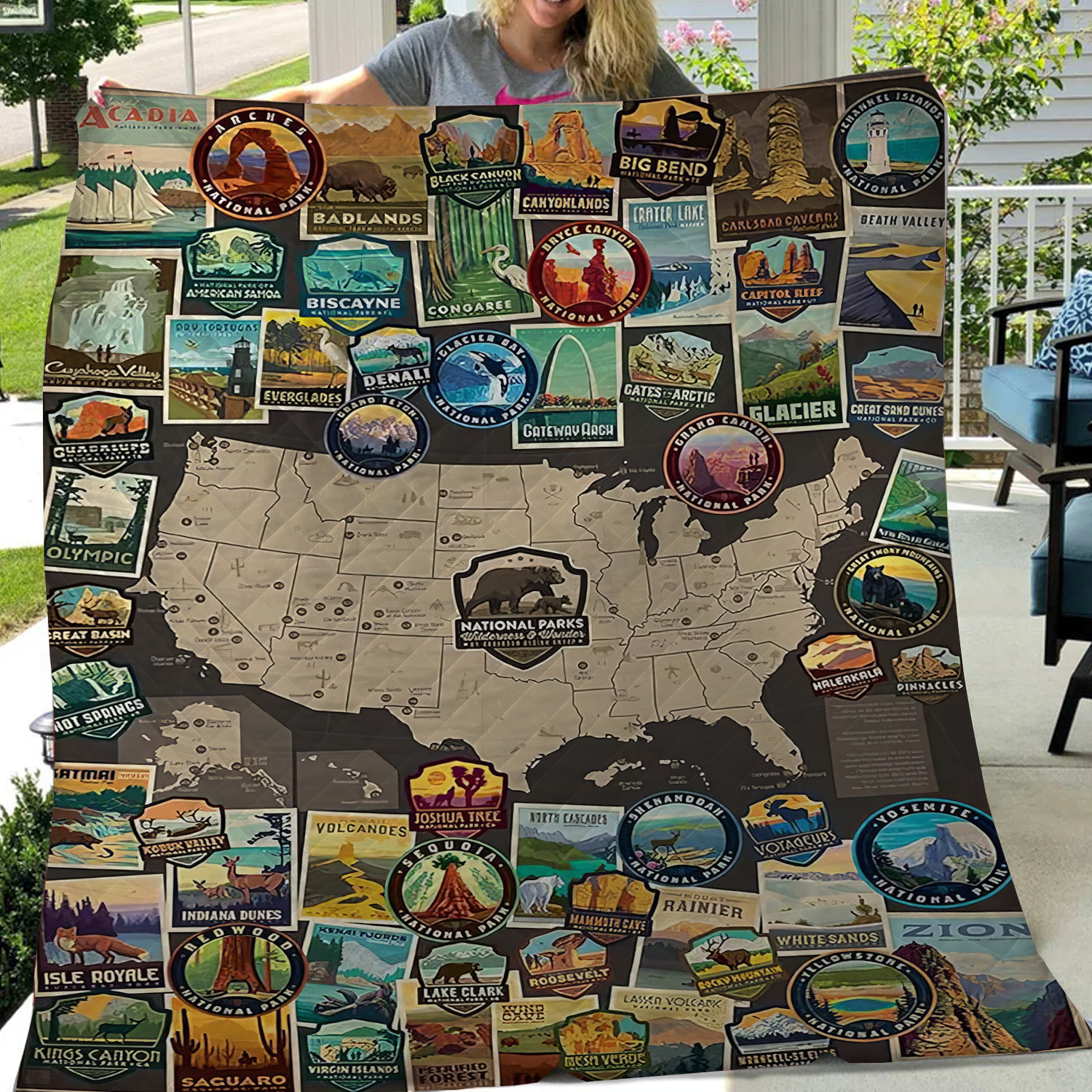 National Quilt Blanket, Gifts For National Park Lovers, Outdoor Blanket