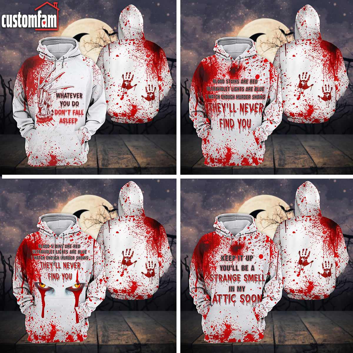 Whatever You Do Don't Fall Asleep Horror Movie Hoodie Shirt, Blood Splatter Shirts, Horror Gifts